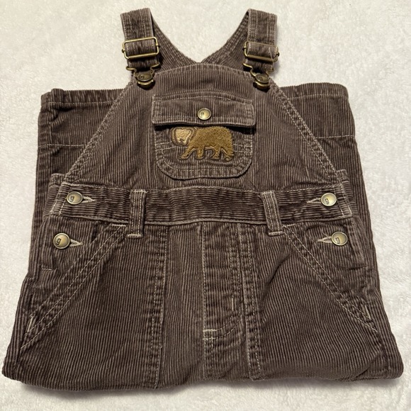 Y2K 2008 Gymboree Boys Brown Corduroy Embroidered Overalls Size 12-18 Mos - Picture 7 of 7